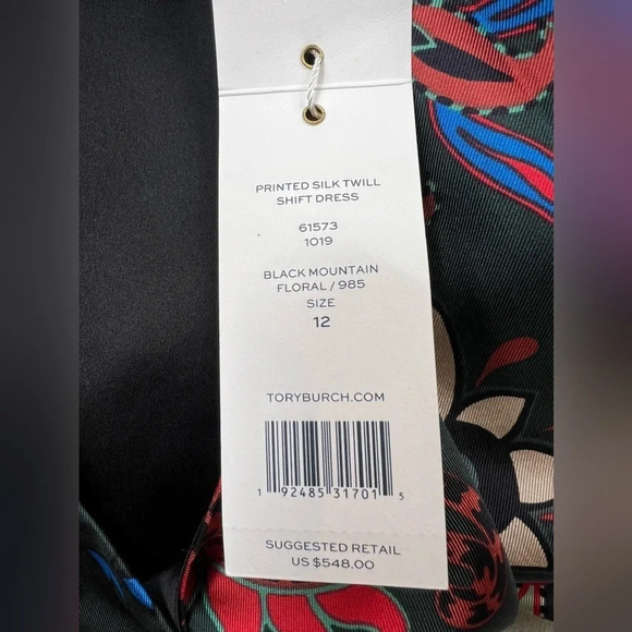 Tory Burch Womens Shift Dress Printed Silk Twill Black Mountain Floral Size 12 - Picture 13 of 16
